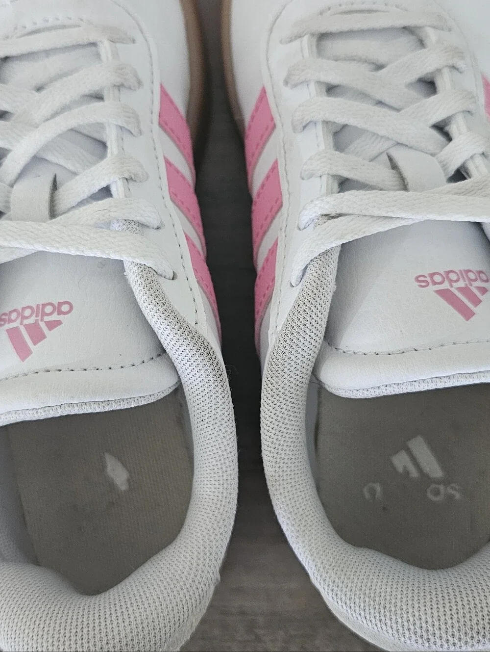 Adidas Kids VL Court 3.0 White Sneakers with Pink Stripes Girls 1